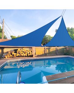 E&K Sunrise 24' x 24' x 24' Sun Shade Sail Triangle Canopy Shade Cover UV Block for Patio Backyard Garden Outdoor (Blue)