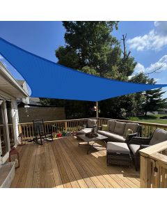 E&K Sunrise 14' x 21' Sun Shade Sail Rectangle Canopy Shade Cover UV Block for Patio Backyard Garden Outdoor (Blue)