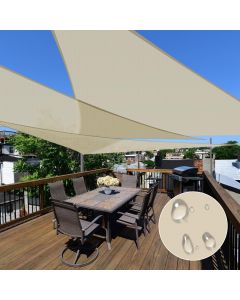 E&K Sunrise 1 Piece 16' x 16' x 16' Waterproof Sun Shade Sail Outdoor Triangle Canopy Shade Cover UV Block for Pergola Patio Backyard Garden Deck (Beige)
