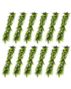 E&K 12 PCS Artificial Hanging Plants Faux Vines Leaf Decoration for Home Garden Office Indoor Outdoor Wedding Party (Green Purple Yellow)