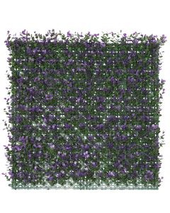 E&K 9Pcs 20" x 20" Artificial Grass Wall Panels, Faux Boxwood Greenery Backdrop Decor, UV Protected Privacy Hedge Screen for Indoor Outdoor (Purple Buxus with Back)