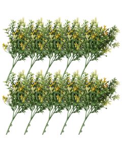 E&K 10 PCS Artificial Plants Faux Bushes Plant Decoration for Home Garden Wedding Party Indoor Outdoor (Green Orange)