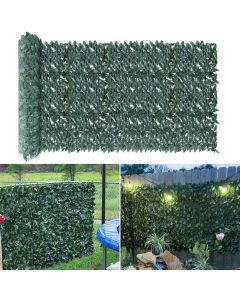 E&K Sunrise 58" x 196" Faux Laurel Leaf Privacy Fence Screen Artificial Leaves Hedge Fence Covering Wall Decoration Panels for Garden Backyard Porch Indoor Outdoor (Dark Green)