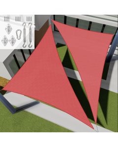 E&K Sunrise 24' x 24' x 24' Sun Shade Sail Triangle Canopy Shade Cover with Hardware Kit UV Block for Outdoor Pergola Patio Backyard Garden Deck (Red)