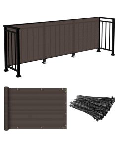 E&K Sunrise 3' x 300' Balcony Privacy Fence Screen Cover with Zip Ties Outdoor Screen Fence UV Protection for Deck Patio Backyard Apartment Pool Porch (Brown)