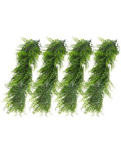 E&K 4 PCS Artificial Hanging Plants Faux Vines Leaf Decoration for Home Garden Office Indoor Outdoor Wedding Party (Green)