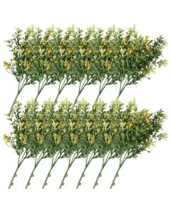 E&K 13 PCS Artificial Plants Faux Bushes Plant Decoration for Home Garden Wedding Party Indoor Outdoor (Green Orange)