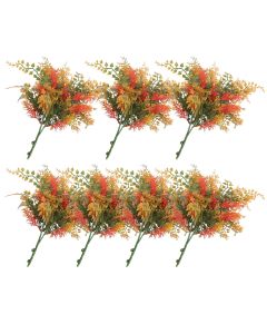 E&K 7 PCS Artificial Plants Faux Bushes Plant Decoration for Home Garden Wedding Party Indoor Outdoor (Green Red Orange)