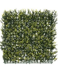 E&K 9Pcs 20" x 20" Artificial Grass Wall Panels, Faux Boxwood Greenery Backdrop Decor, UV Protected Privacy Hedge Screen for Indoor Outdoor (Buxus - Yellow)