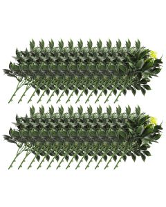 E&K 24 PCS Artificial Plants Faux Bushes Plant Decoration for Home Garden Wedding Party Indoor Outdoor (Green Yellow)