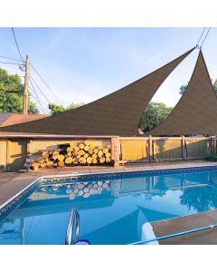 E&K Sunrise 24' x 24' x 24' Sun Shade Sail Triangle Canopy Shade Cover UV Block for Patio Backyard Garden Outdoor (Brown)