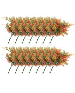 E&K 14 PCS Artificial Plants Faux Bushes Plant Decoration for Home Garden Wedding Party Indoor Outdoor (Green Red Orange)