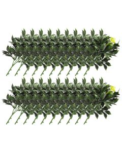 E&K 20 PCS Artificial Plants Faux Bushes Plant Decoration for Home Garden Wedding Party Indoor Outdoor (Green Yellow)