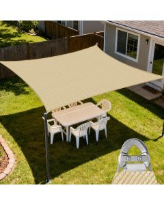 E&K Sunrise 20' x 20' Sun Shade Sail Rectangle Canopy Shade Cover with A Ring Steel Cable Wire UV Block for Pergola Patio Backyard Garden Deck Outdoor (Sand)