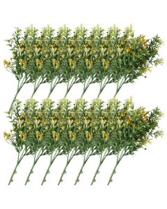 E&K 14 PCS Artificial Plants Faux Bushes Plant Decoration for Home Garden Wedding Party Indoor Outdoor (Green Orange)