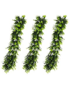 E&K 3 PCS Artificial Hanging Plants Faux Vines Leaf Decoration for Home Garden Office Indoor Outdoor Wedding Party (Green White)