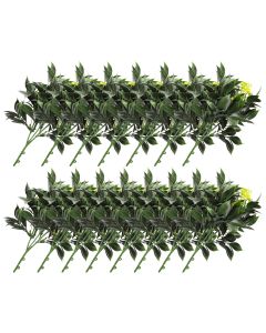 E&K 15 PCS Artificial Plants Faux Bushes Plant Decoration for Home Garden Wedding Party Indoor Outdoor (Green Yellow)