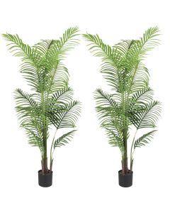 E&K 5FT Artificial Palm Tree with Plastic Nursery Pot, Fake Areca Palm Tree Artificial Plant Faux Trees for Home Office Garden Indoor Outdoor Decor (2 Packs)
