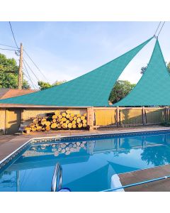 E&K Sunrise 24' x 24' x 24' Sun Shade Sail Triangle Canopy Shade Cover UV Block for Patio Backyard Garden Outdoor (Turquoise)