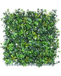E&K 9Pcs 20" x 20" Artificial Grass Wall Panels, Faux Boxwood Greenery Backdrop Decor, UV Protected Privacy Hedge Screen for Indoor Outdoor (Tropical leaves)