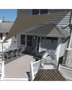 E&K Sunrise 48' x 48' x 48' Sun Shade Sail Triangle Canopy Shade Cover with A Ring Steel Cable Wire UV Block for Pergola Patio Backyard Garden Deck Outdoor (Brown)