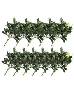 E&K 11 PCS Artificial Plants Faux Bushes Plant Decoration for Home Garden Wedding Party Indoor Outdoor (Green Yellow)