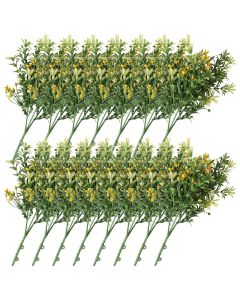 E&K 15 PCS Artificial Plants Faux Bushes Plant Decoration for Home Garden Wedding Party Indoor Outdoor (Green Orange)
