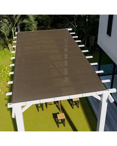 E&K Sunrise 10' x 20' Straight Edge Sun Shade Sail with D-Ring Grommets UV Block Sun Shade Cloth Pergola Cover with Zip Ties Perfect for Outdoor Patio Backyard Lawn Canopy Garden, Brown