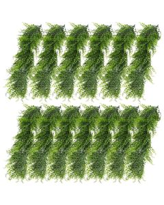 E&K 13 PCS Artificial Hanging Plants Faux Vines Leaf Decoration for Home Garden Office Indoor Outdoor Wedding Party (Green)