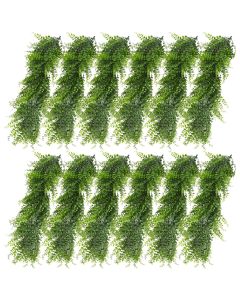 E&K 12 PCS Artificial Hanging Plants Faux Vines Leaf Decoration for Home Garden Office Indoor Outdoor Wedding Party (Green)