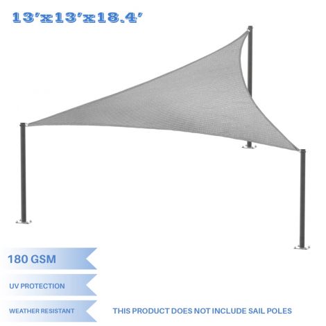 E&K Sunrise 13' x 13' x 18' Right Triangle Sun Shade Sail, Shade Fabric Cover Backyard Deck Sail Canopy UV Block - Light Grey