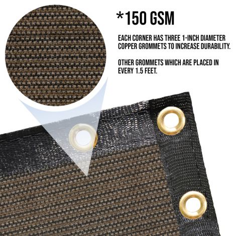 E&K Sunrise  6' x 20' Brown Fence Privacy Screen, Commercial Outdoor Backyard Shade Windscreen Mesh Fabric 3 Years Warranty (Customized Sizes Available) - Set of 1