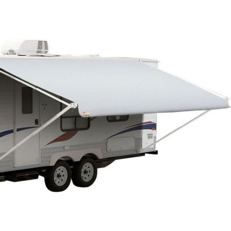 E&K White RV Awning Fabric Replacement, 20ft x 20ft Vinyl Camper Awning Replacement, Outdoor Canopy for RV Awning
