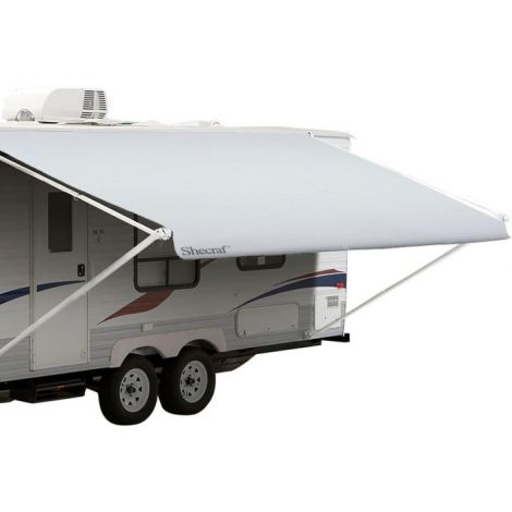 E&K White RV Awning Fabric Replacement, 20ft x 20ft Vinyl Camper Awning Replacement, Outdoor Canopy for RV Awning