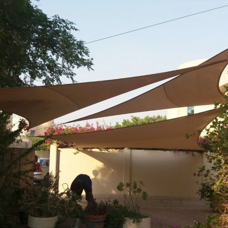 E&K Sunrise 8'x8'x8' Sun Shade Sail Brown Equilateral Triangle Canopy - Outdoor Shade Cloth 180 GSM UV Block Fabric,Curve Edge-Customized