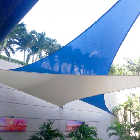 E&K Sunrise 8'x8'x8' Sun Shade Sail Blue Equilateral Triangle Canopy - Outdoor Shade Cloth 180 GSM UV Block Fabric,Curve Edge-Customized