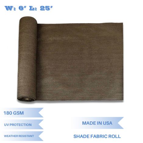 E&K Sunrise 6' x 25' Brown Sun Shade Fabric Sunblock Shade Cloth Roll, 95%UV Resistant Mesh Netting Cover for Outdoor,Backyard,Garden,Greenhouse,Barn,Plant (Customized Sizes Available)