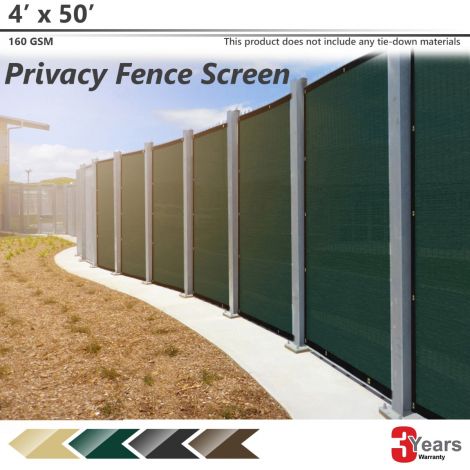 PATIOBREEZE 4ft x 50ft Privacy Fence Screen with Grommets, Outdoor Windscreen Fence Covering Privacy Screen UV Blockage for Backyard Garden Patio, Zip Ties not Included (Dark Green)